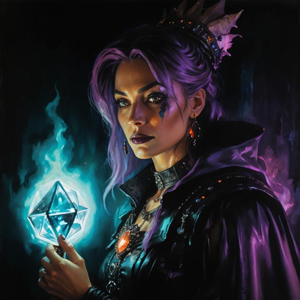 Voodoo Sorceress in Dark Fantasy Oil Painting