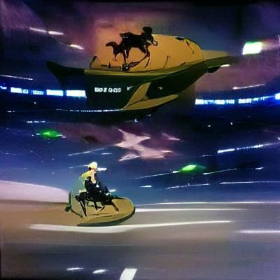 Spike Spiegel Piloting Swordfish II in Anime Style