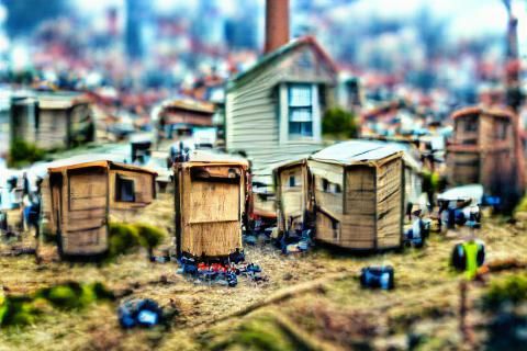 Hooverville in Tilt-Shift Photoillustration