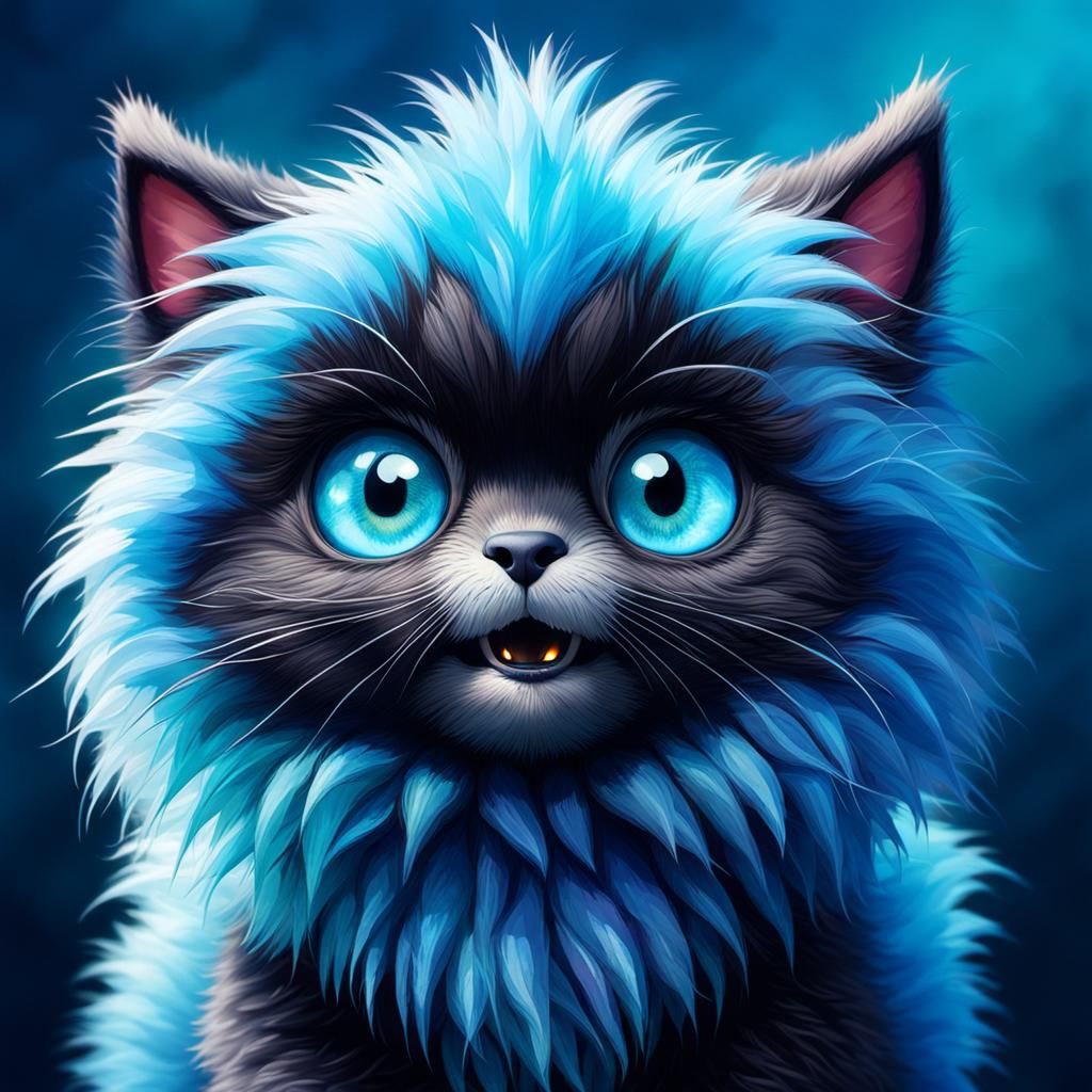 Cute Monster with Sharp Teeth in Digital Watercolor