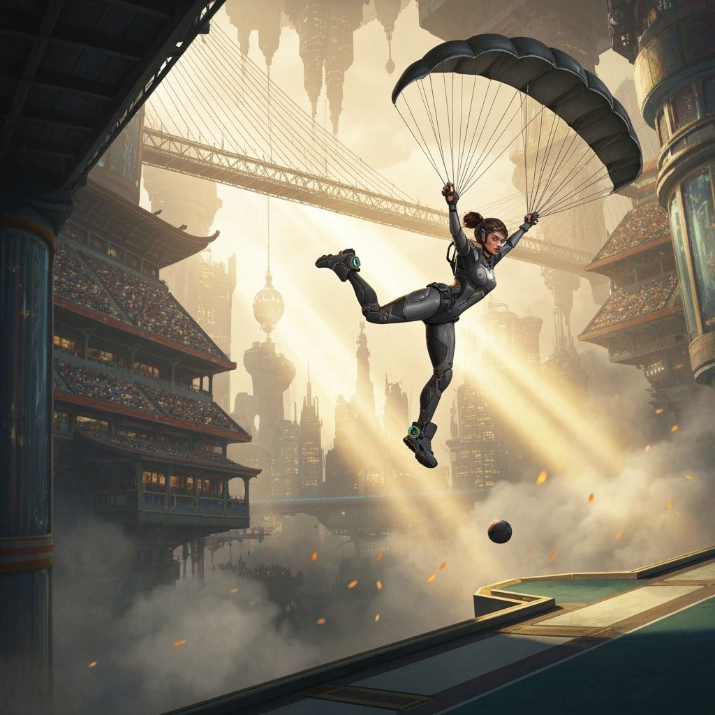 Dropball Player Leaps from Upside-Down City