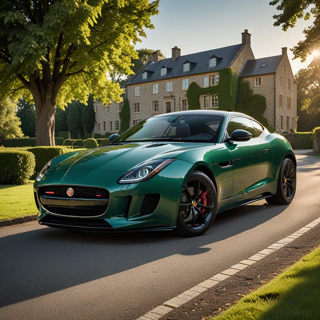 British Racing Green Jaguar F-Type R Performance Car