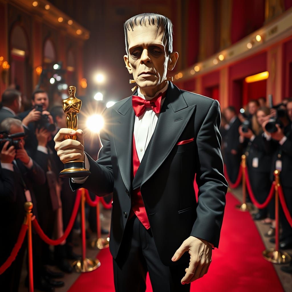 Frankenstein's Monster Stuns on the Red Carpet in a Tailored...