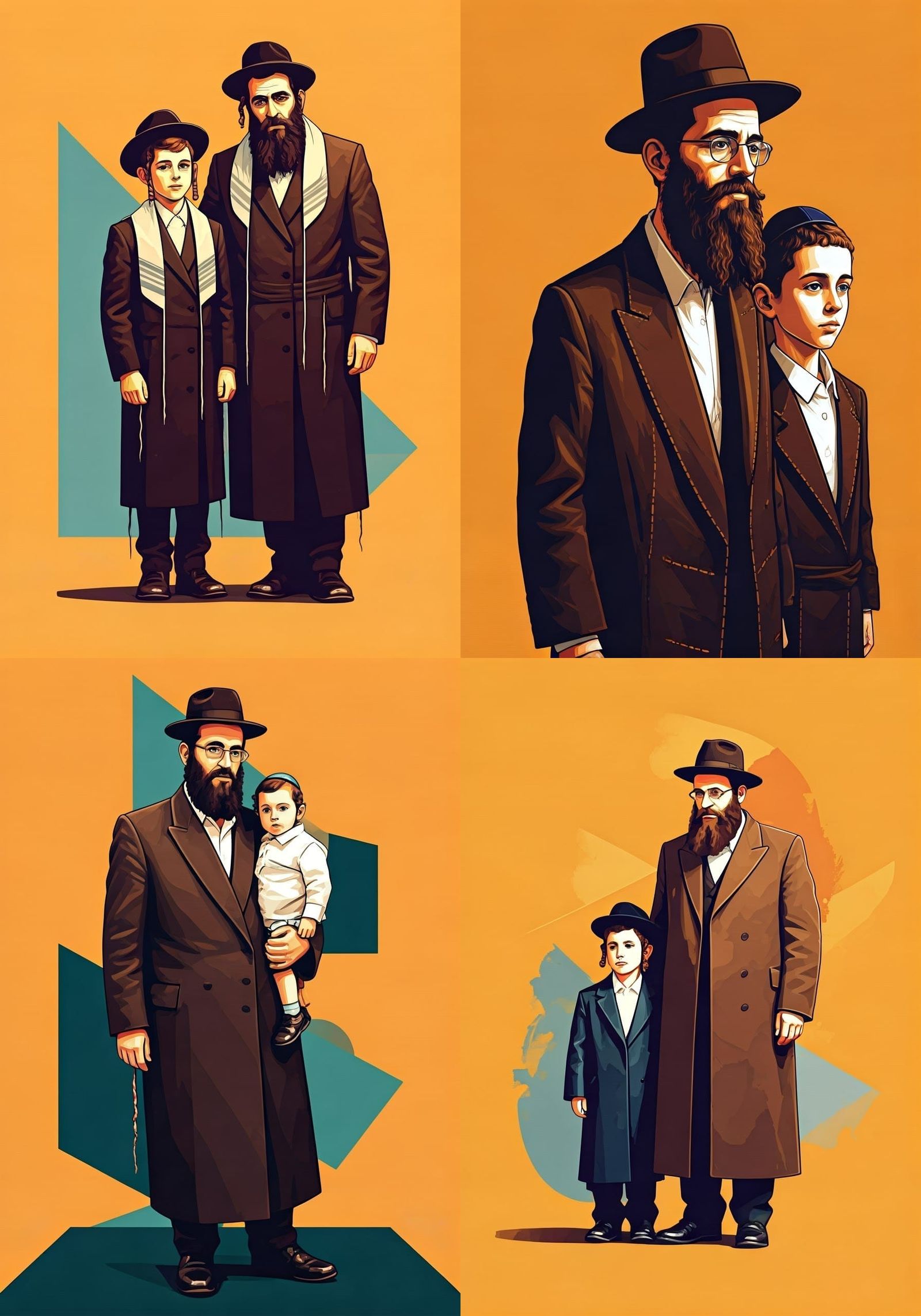 Orthodox Jewish Family in Traditional Attire