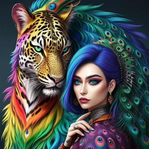 Colorful Dragon Scale Woman: Abstract Digital Portrait