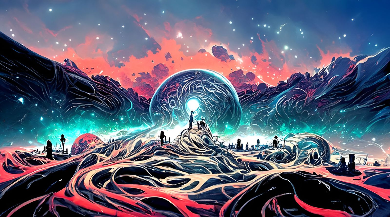 Cosmic Wormhole: Epic Celestial Black Paper Art