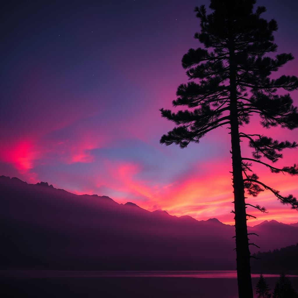 Misty Mountains at Twilight: A Digital Art Landscape