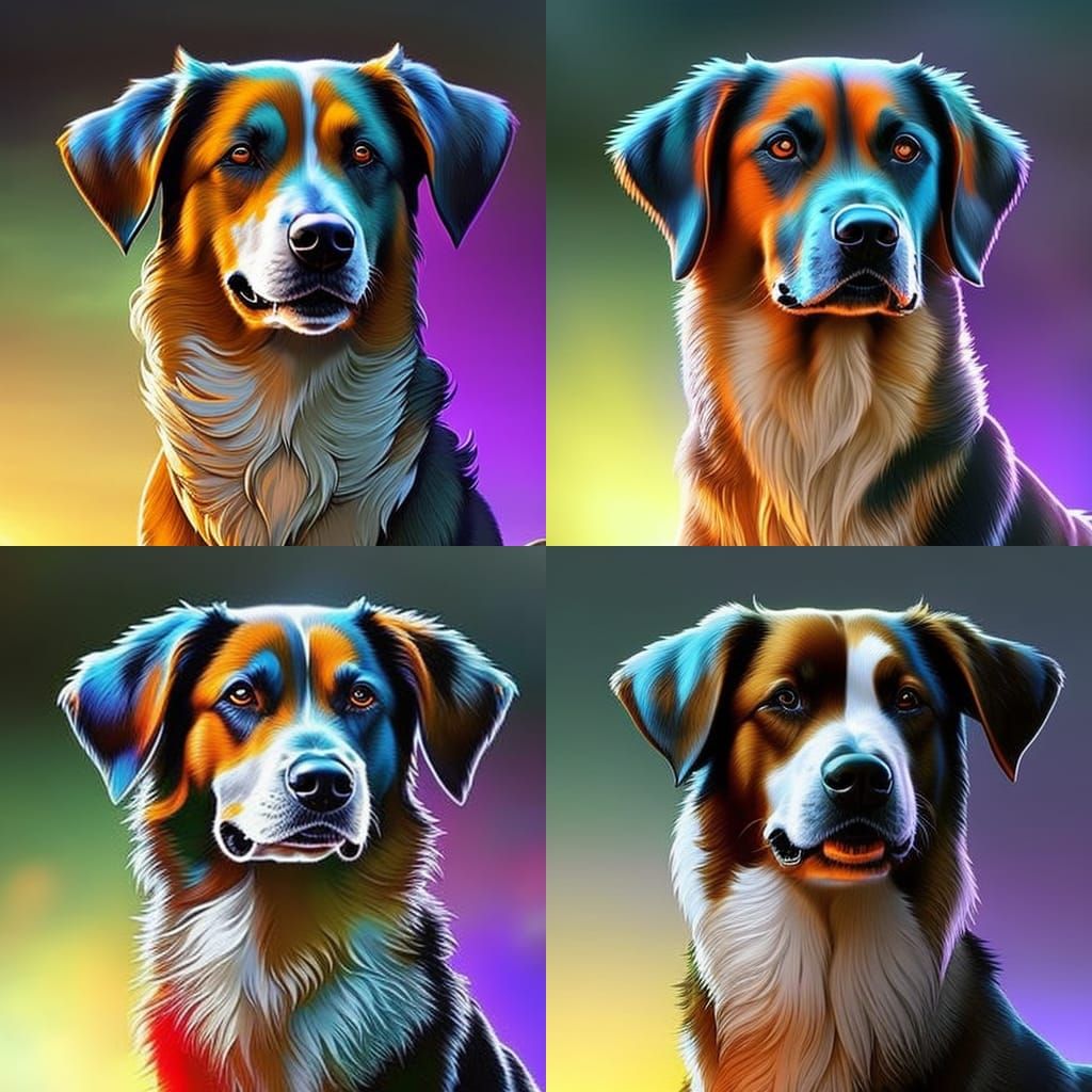 Hyperrealistic Dog Portrait in Splash Art Style