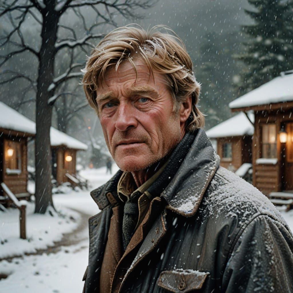 Robert Redford in Gentle Snowfall, Cinematic Film Still