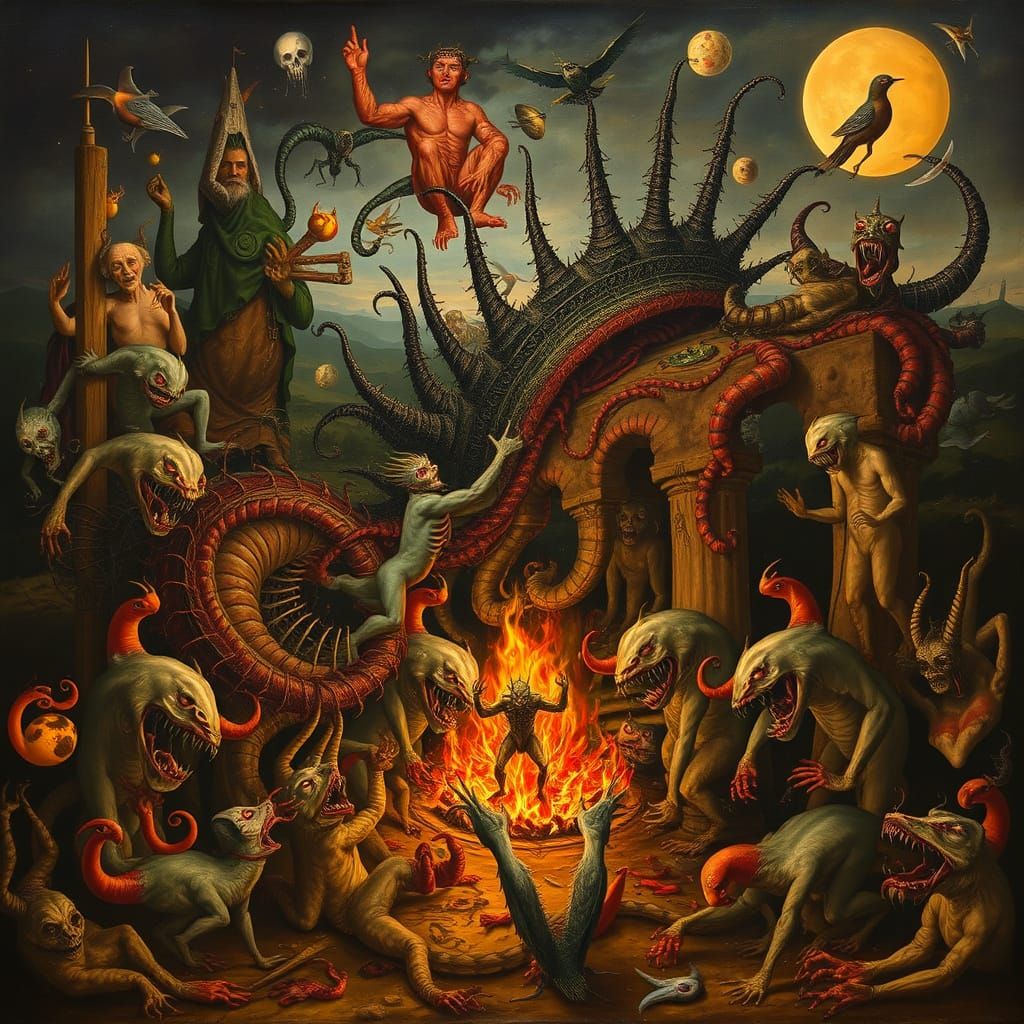 Surreal, Nightmarish Scene in Dark, Muted Colors