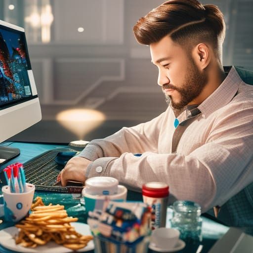 Humorous Photo of Man Staring at Computer Screen