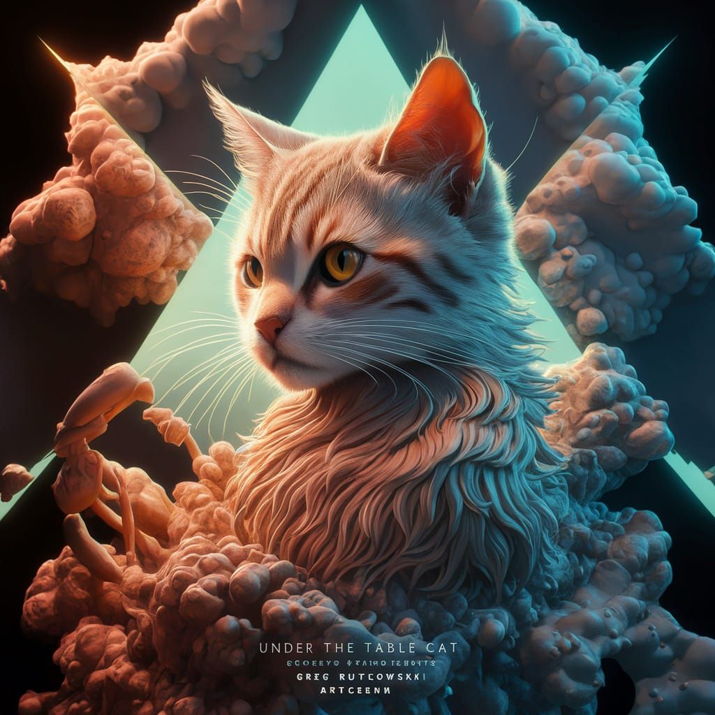 Feline Character Portrait in Ethereal Digital Art Style