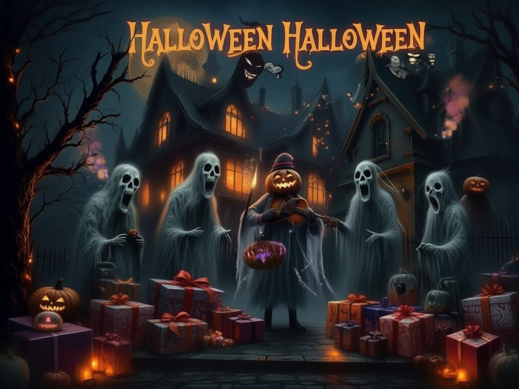 Spooky Halloween Night with Undead Carolers