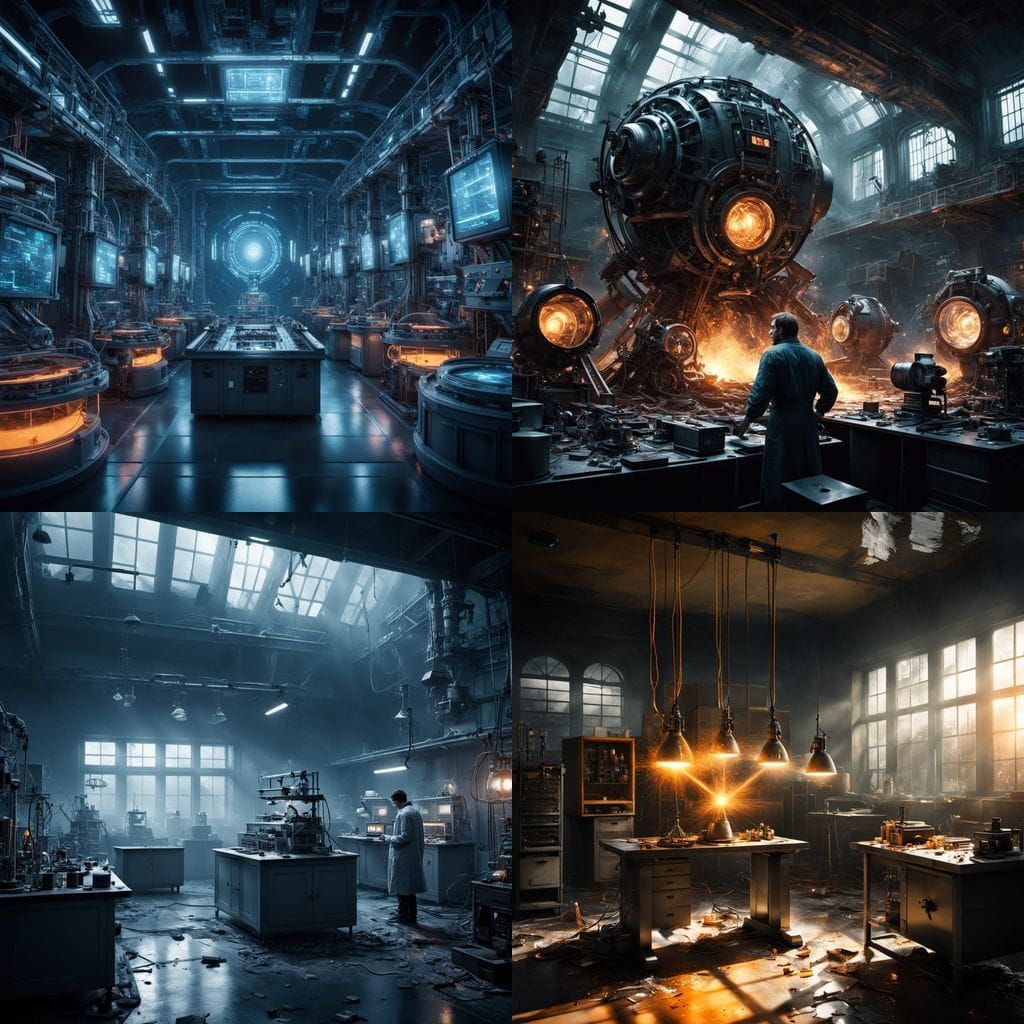 Epic Cinematic Digital Painting of Chaos in a Lab