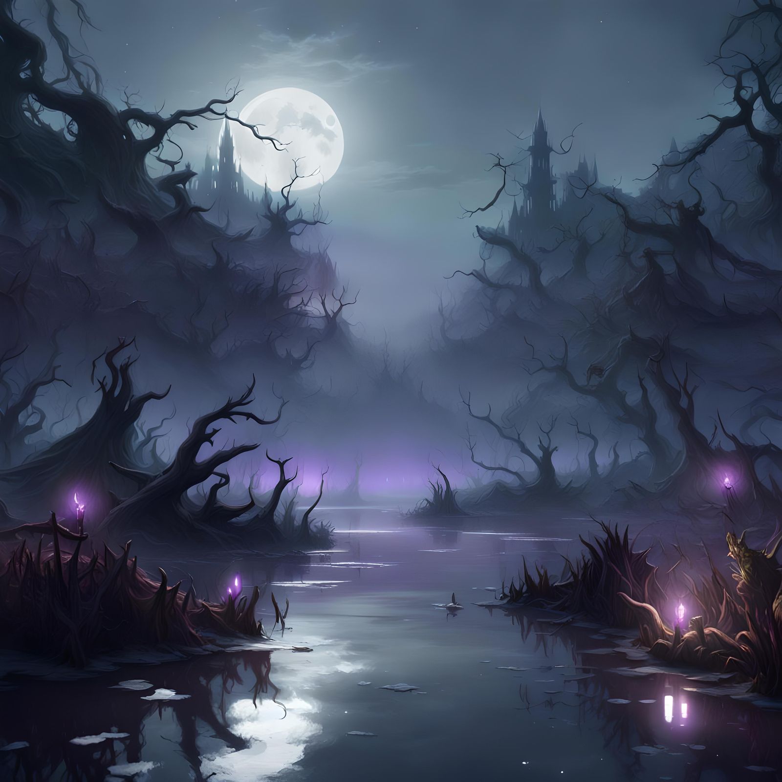 Eerie Swamp: Undead Rising in Mystic Fog