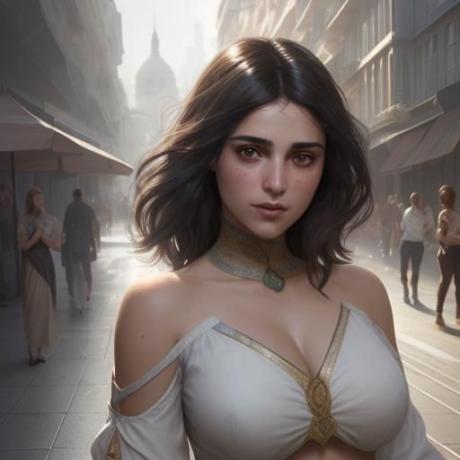 Seductive Iranian Woman in Veils, Digital Art Portrait