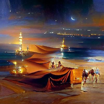 Arabian Nights Scene as Oil Painting