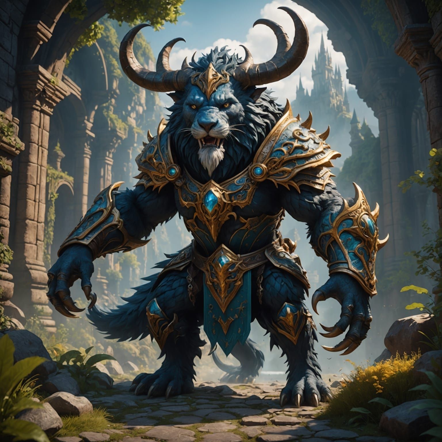 Mythical Beast Handler in Detailed Digital Painting