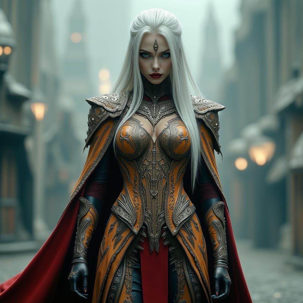 Dark Fantasy Warrior Woman in Leather Armor