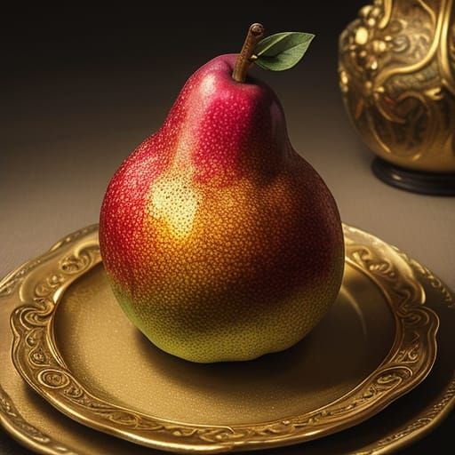 Baroque Pear Still Life in Oil Painting Style