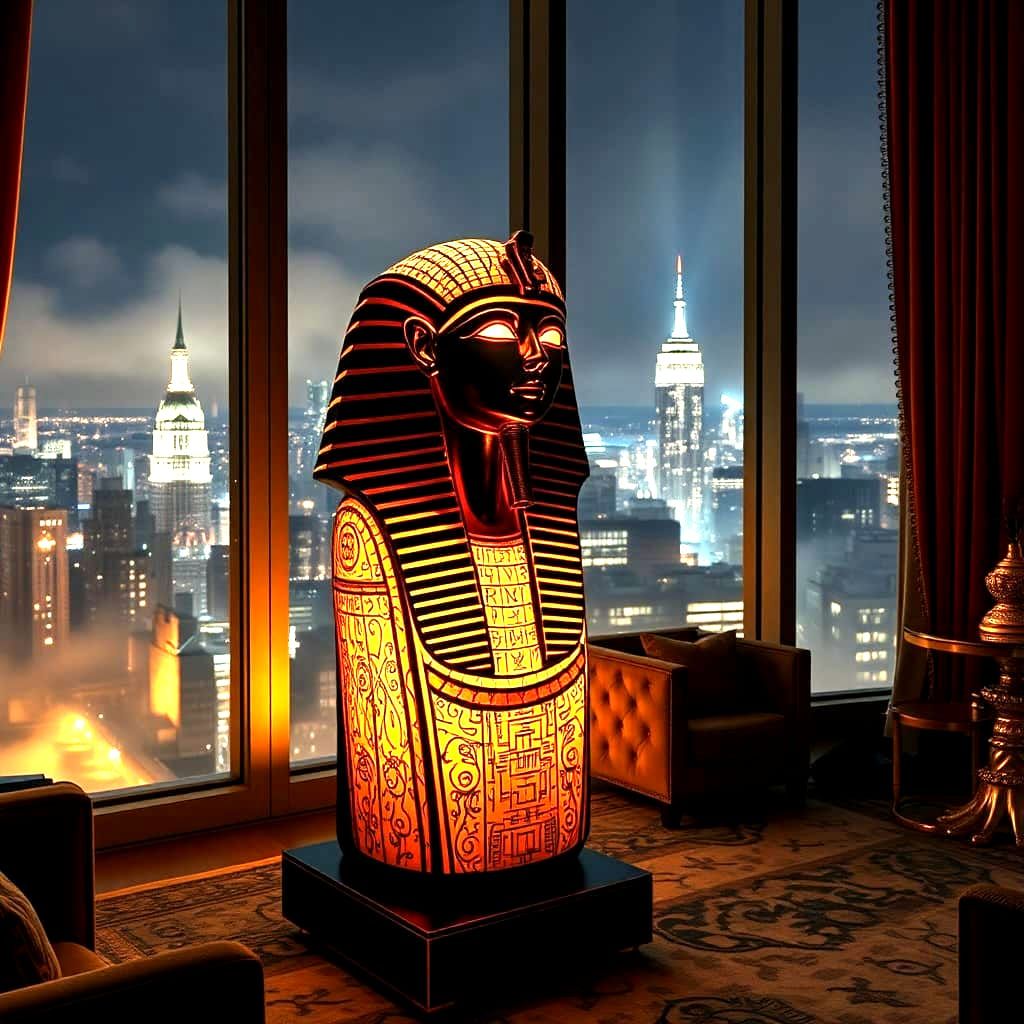 Luxury Penthouse View with Nefertiti Sculpture