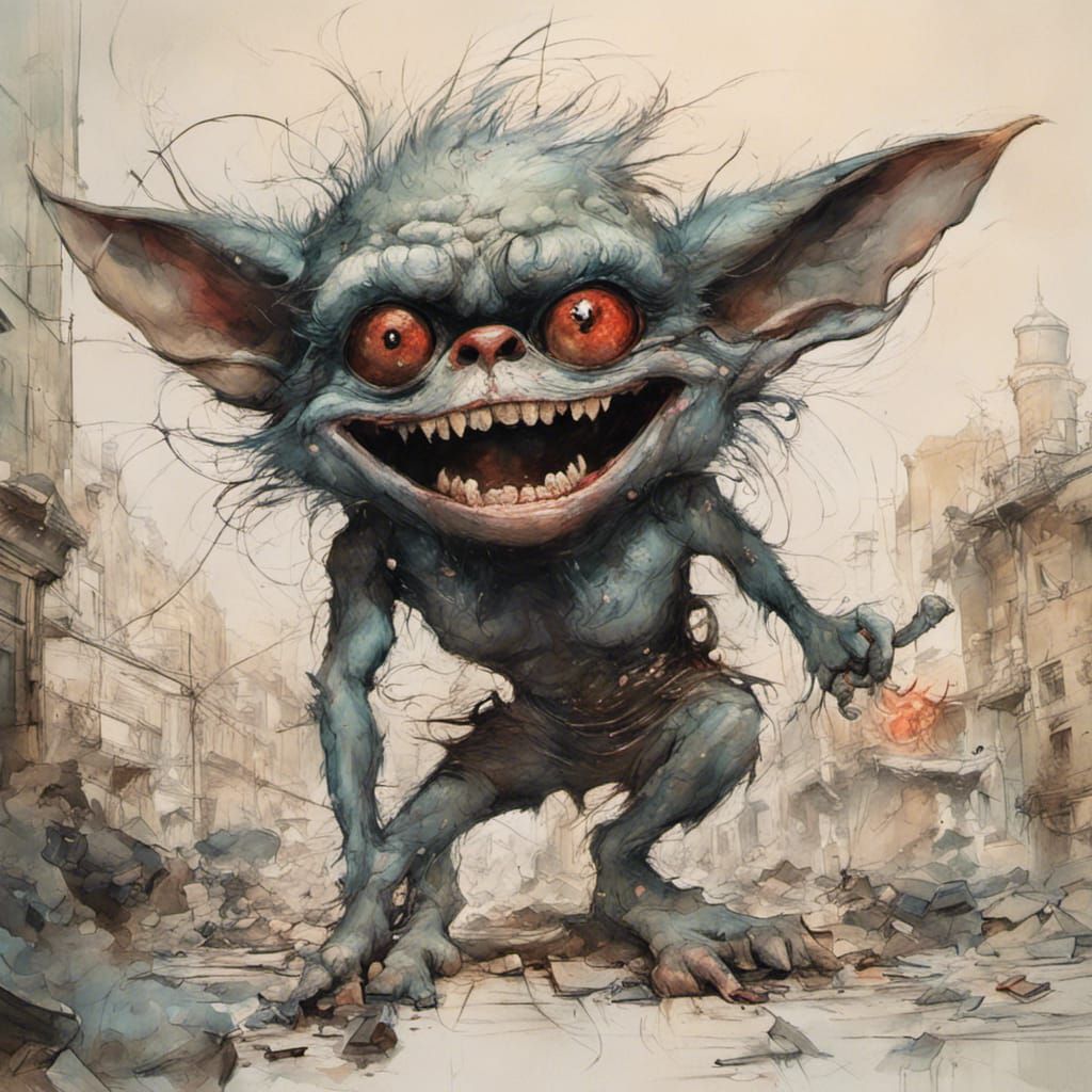 Mischievous Gremlin Matte Painting