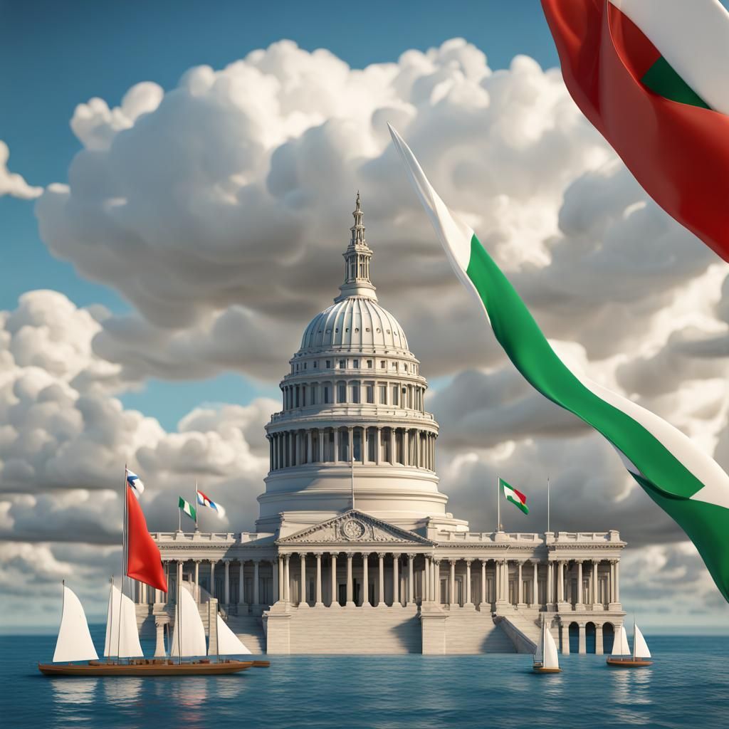 Italian Flag Letter I with Monuments, 3D Model