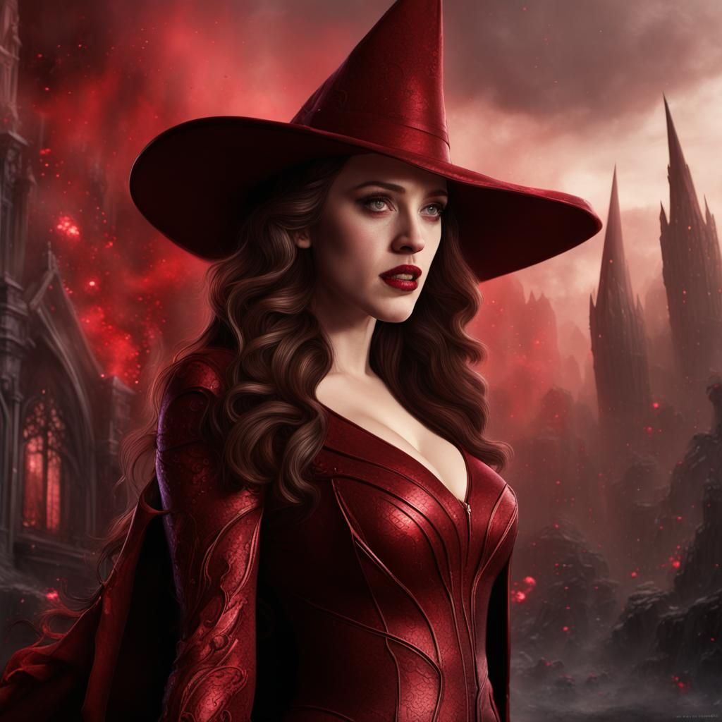 Kat Dennings as a Detailed Fantasy Witch
