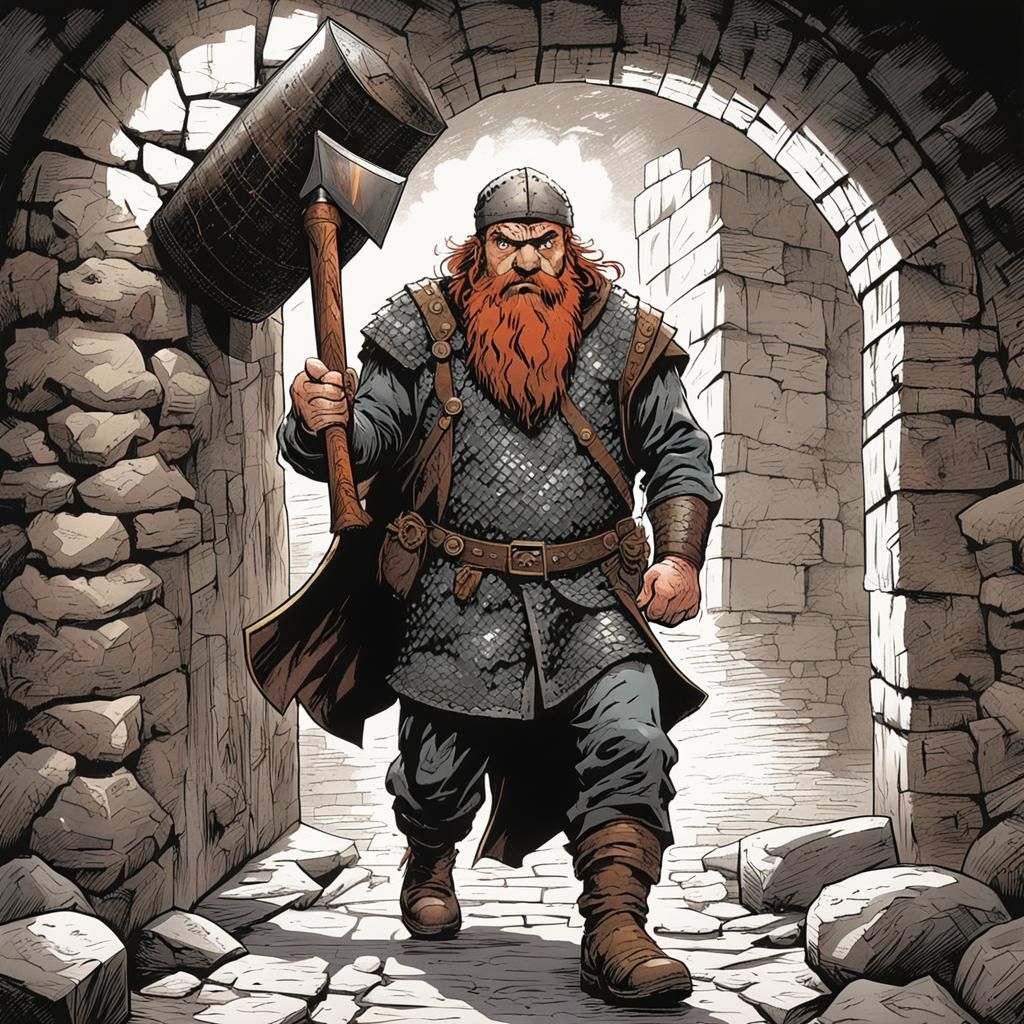Gimli the Dwarf in Comic Book Art Style