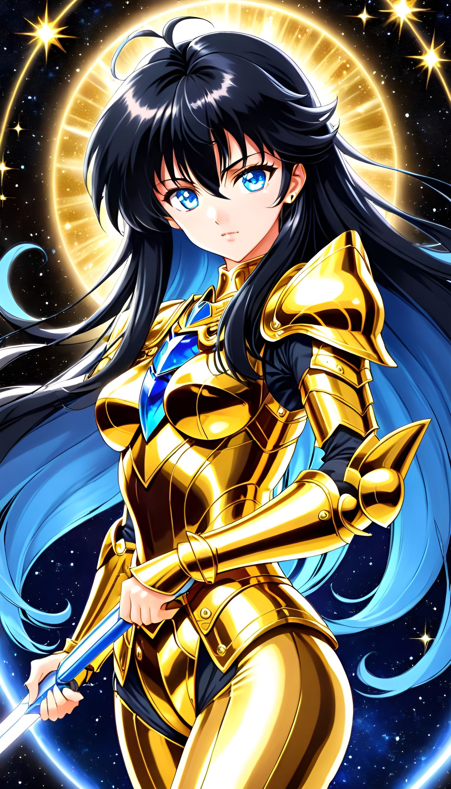 Female Gemini Knight in Saint Seiya Manga Style