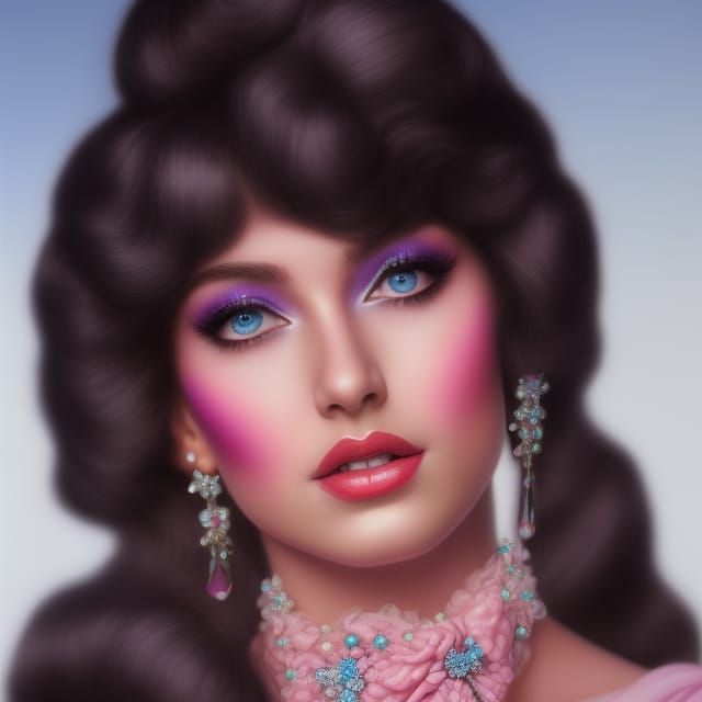 Cotton Candy Queen with Flowing Cloud Hair