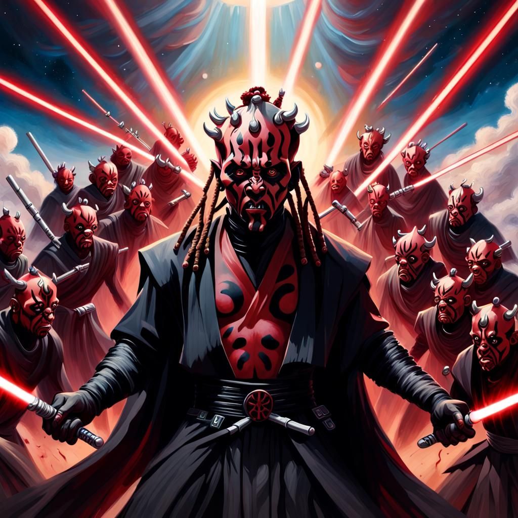 Darth Maul and Red Clones in Epic Oil Painting