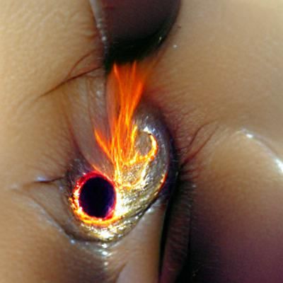 Fiery Eye: Flames Reflected in Pupil