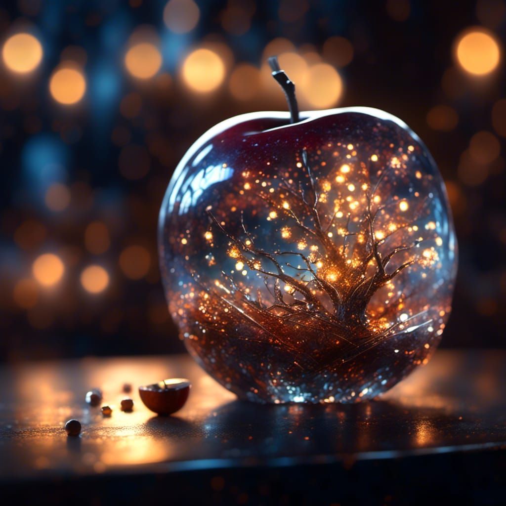 Glass Apple in Serene Fairytale Scene