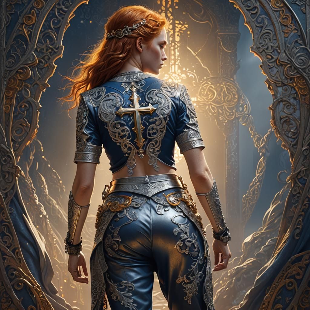 Redhead in Ornate Fantasy Landscape, Matte Painting