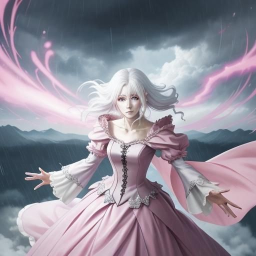 Anime Woman Reaching for Approaching Storm