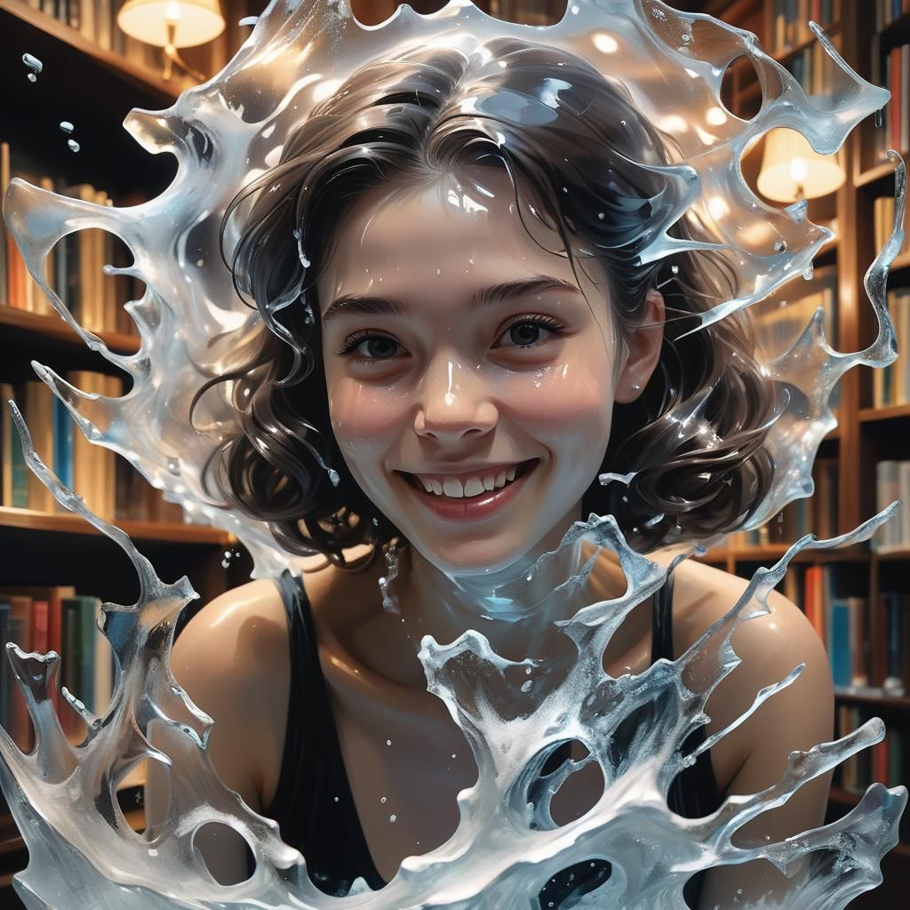 Ethereal Woman Trapped in Crystalline Ice Cage