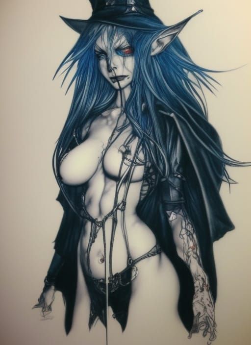 chill demonic gothic blue witch