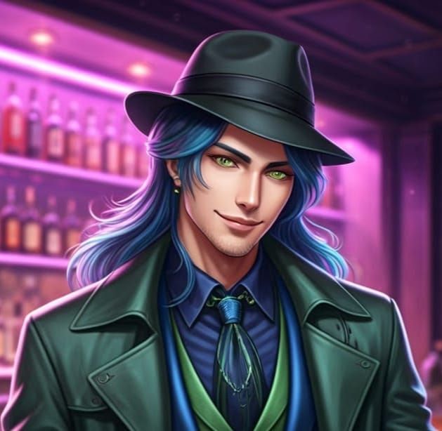 Charming Man with Neon Hair in Silk Suit