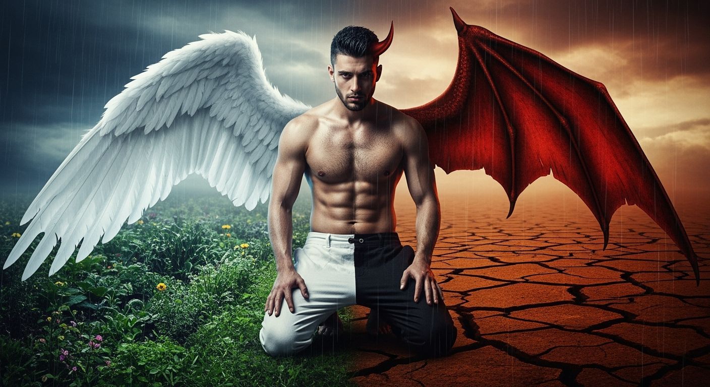 Dual-Winged Norseman Kneeling on Cracked Earth