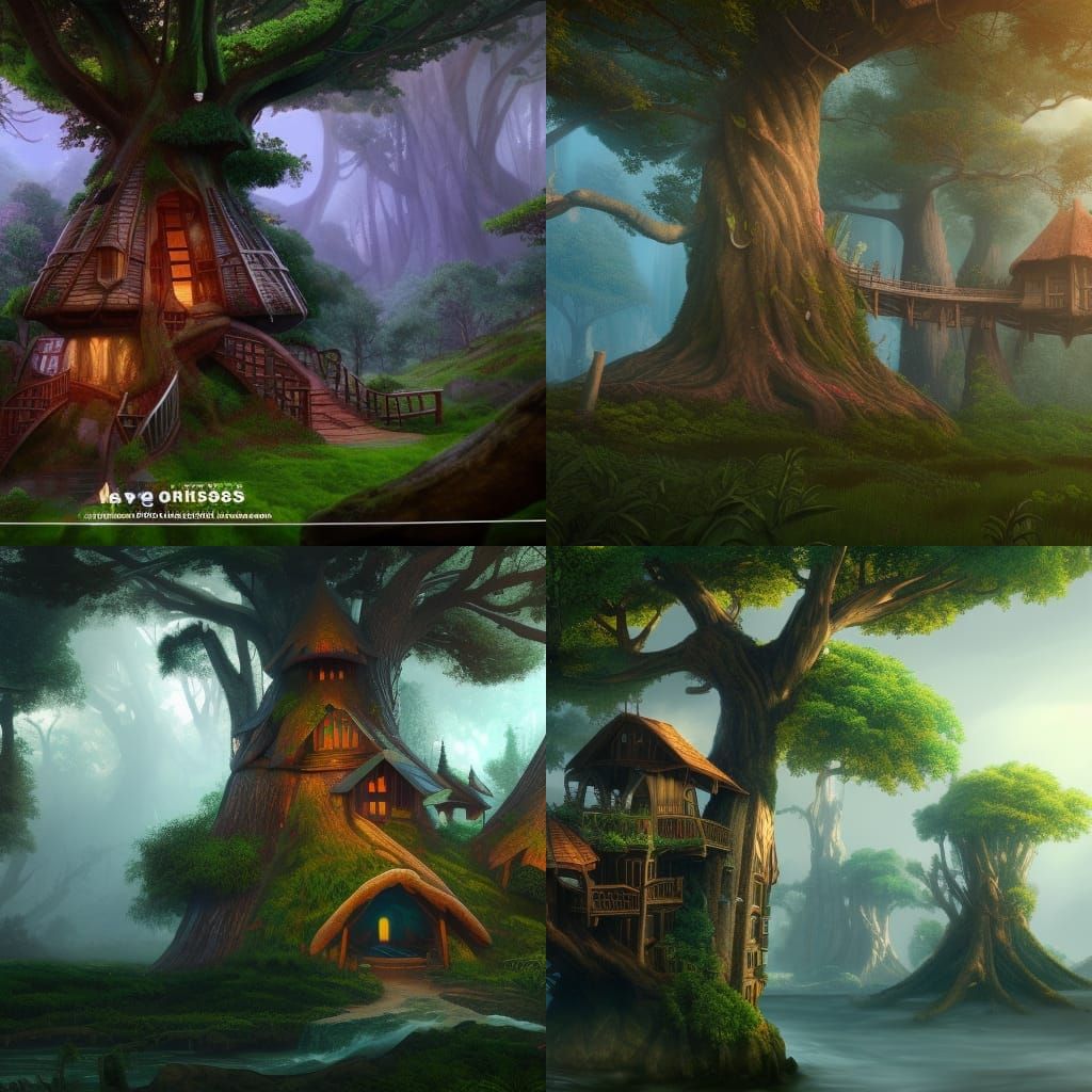 Coastal Treehouses in Detailed Matte Painting