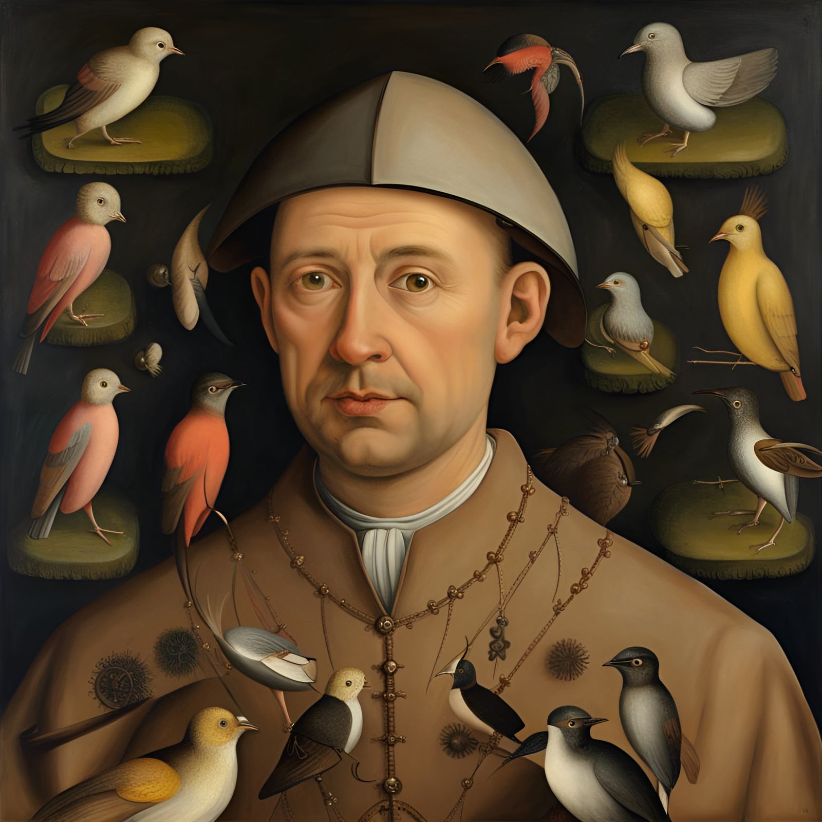 Man's Portrait in Hieronymus Bosch Style
