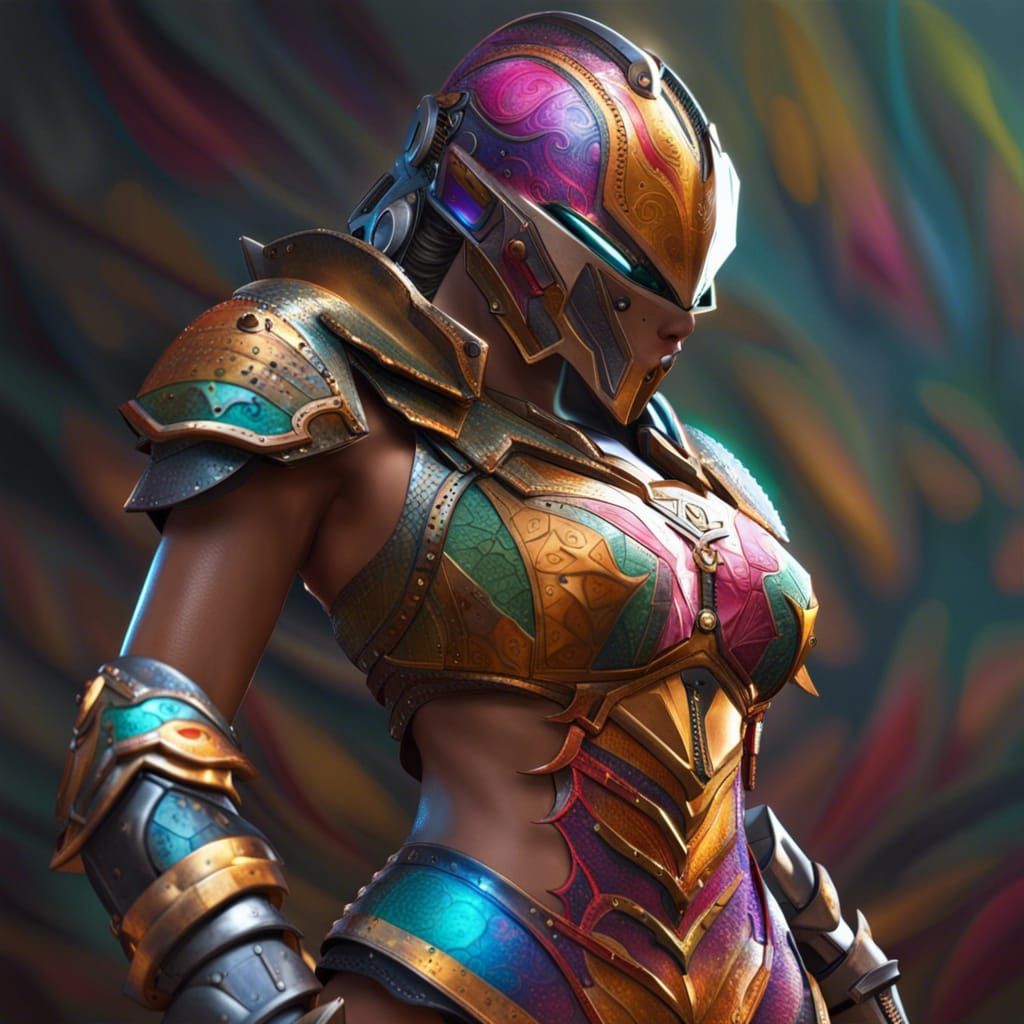Detailed Bikini Armor Concept Art in Hyperrealism Style