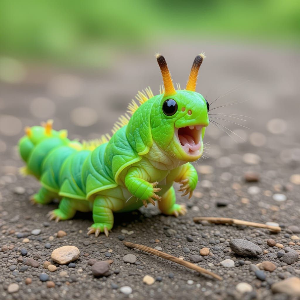 Excited Caterpillar Illustration
