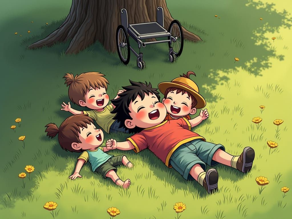 Joyful Children's Laughter in a Sunny Field