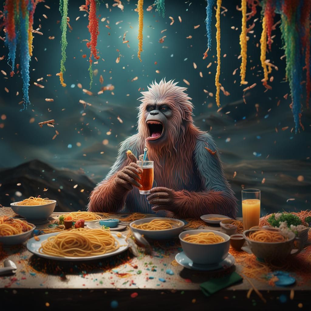 Hyperrealistic Yeti Enjoying Energy Drink in Serengeti