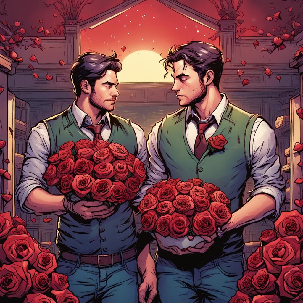 Gay Couple's Valentine's Day in Comic Book Style