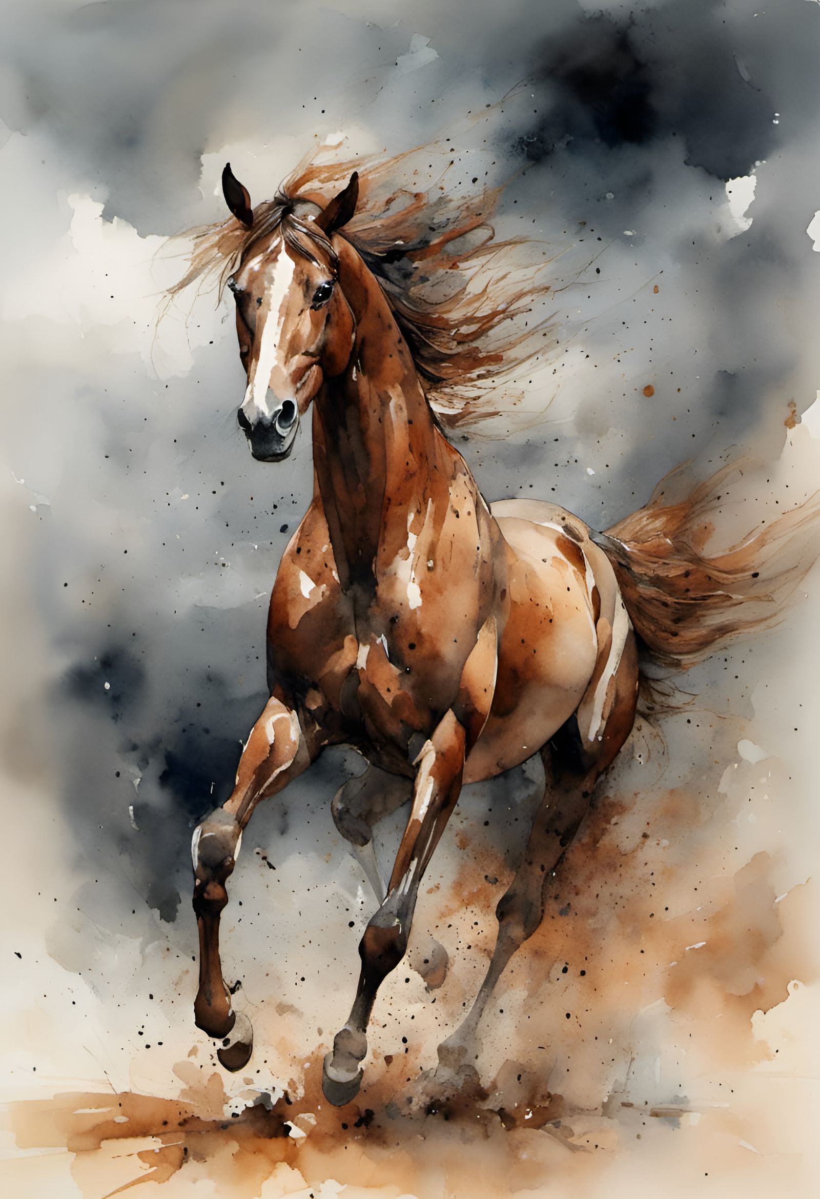 Watercolor - Gringolet, Sir Gawain's war horse of Arthurian ...