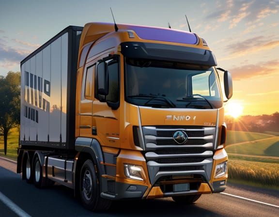 Vibrant Countryside Truck in Sunrise Glory
