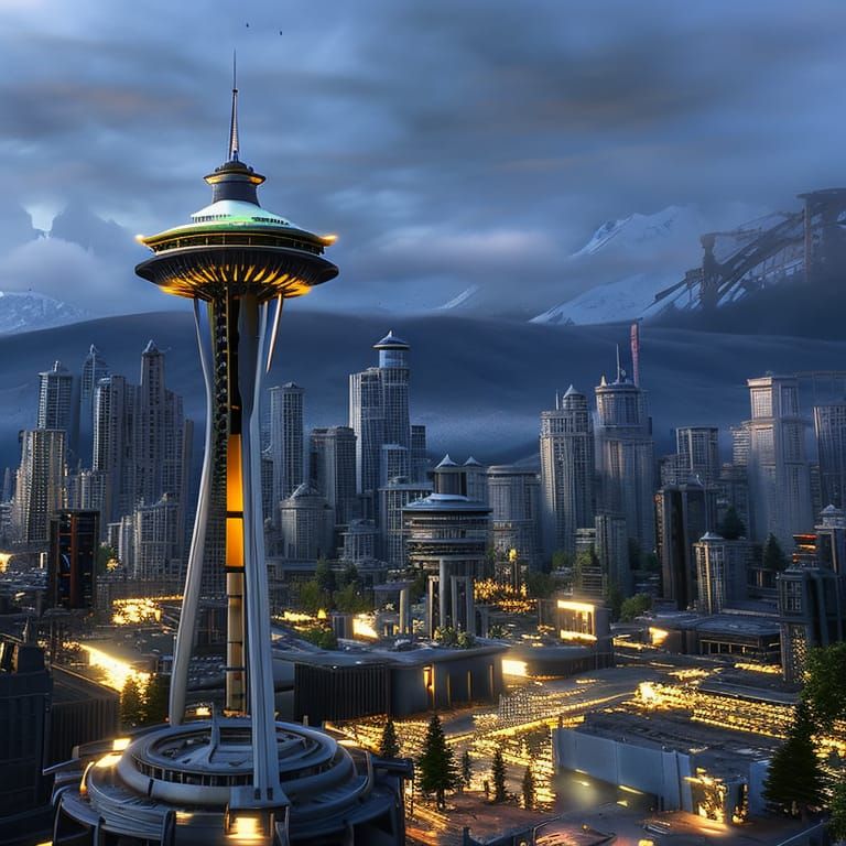 Post-Apocalyptic Seattle Space Needle in 3D